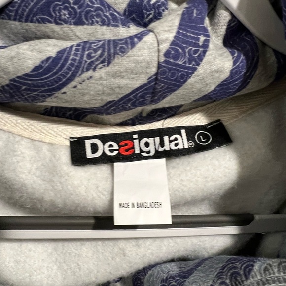 Desigual Zip Up Floral Stripe hoodie / collar - Picture 2 of 6